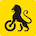 Naf sin logo: en sort løve på gul bakgrunn
